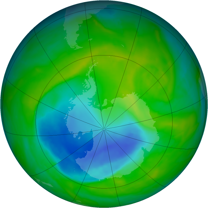Antarctic ozone map for 15 November 2013